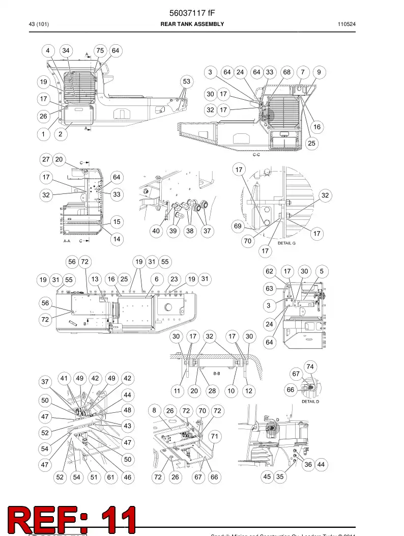 56041495 560 414 95 Hinge - Sandvik Technical Drawing