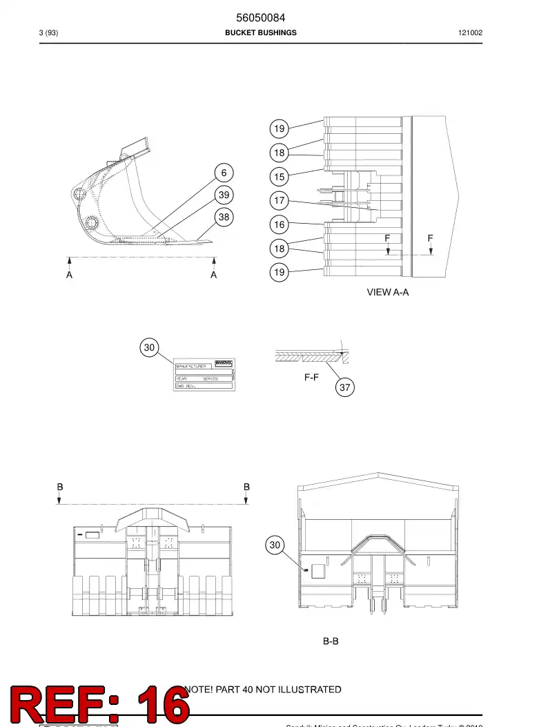 56041984 560 419 84 Wear plate - Sandvik Technical Drawing