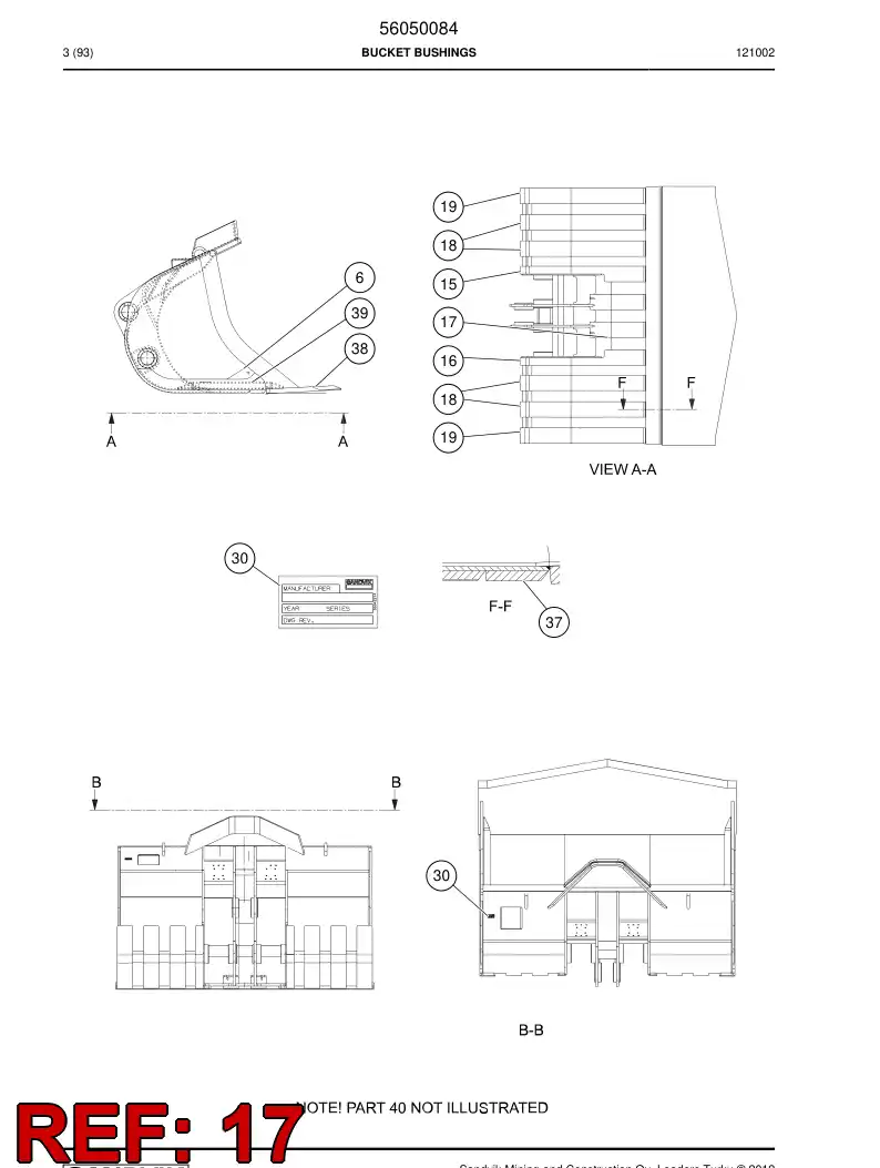 56041985 560 419 85 Wear plate - Sandvik Technical Drawing