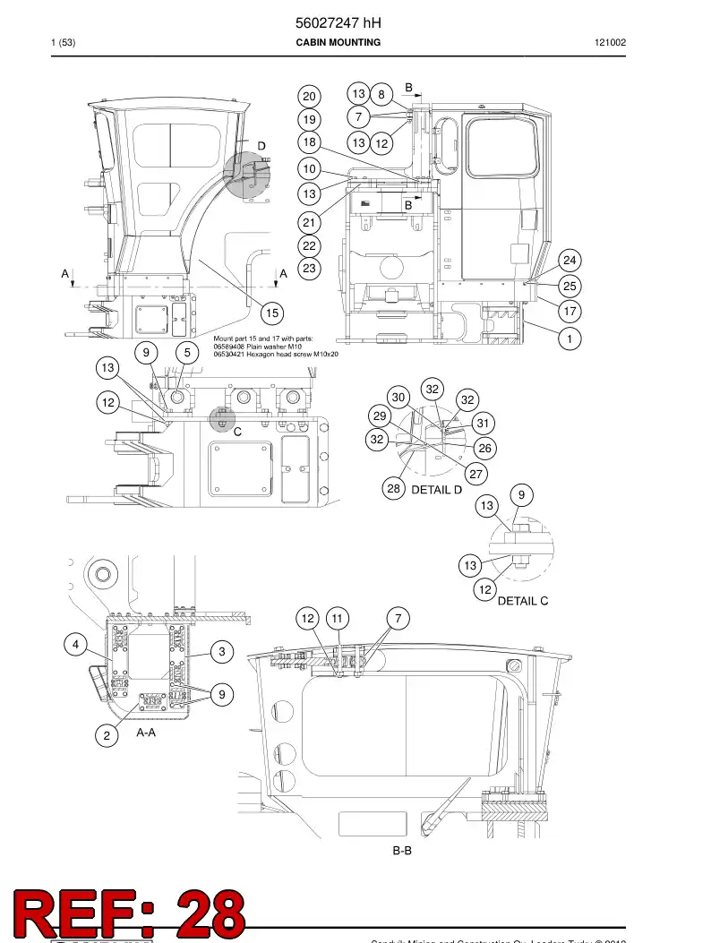 56042360 560 423 60 Cover rubber - Sandvik Technical Drawing