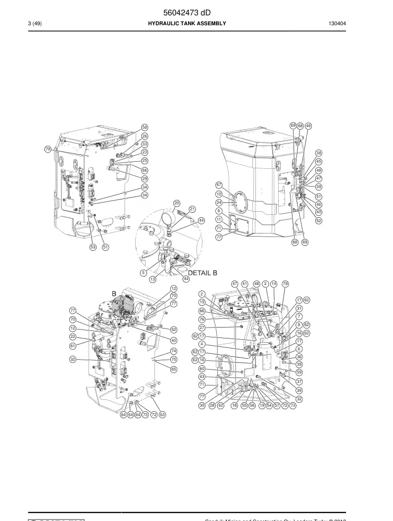 56042473b 560 424 73b HYDRAULIC RECEIVER ASSEMBLY - Sandvik Technical Drawing