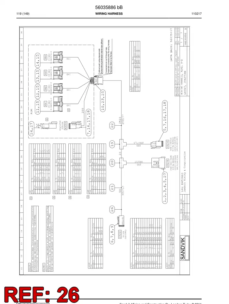 56042501 560 425 01 Cable - Sandvik Technical Drawing