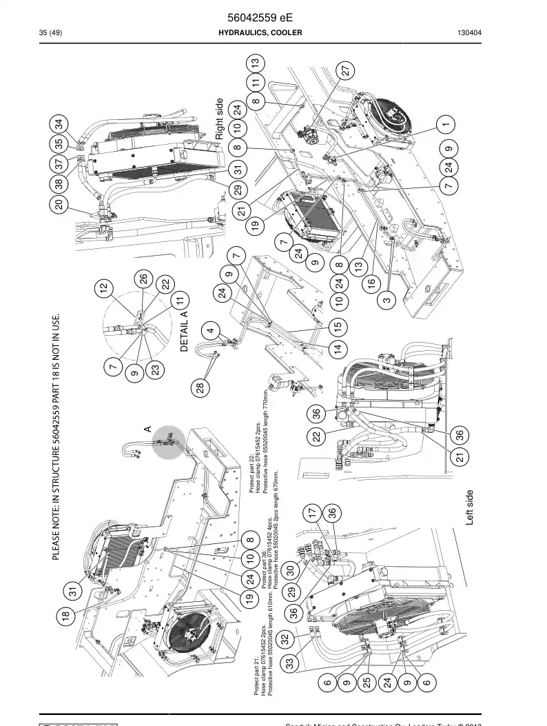56042559 560 425 59 COOLER HYDRAULICS - Sandvik Technical Drawing