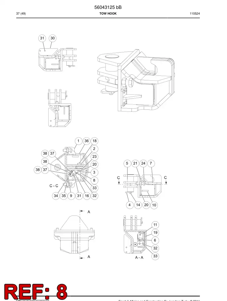 56042813 560 428 13 Thrust plate - Sandvik Technical Drawing
