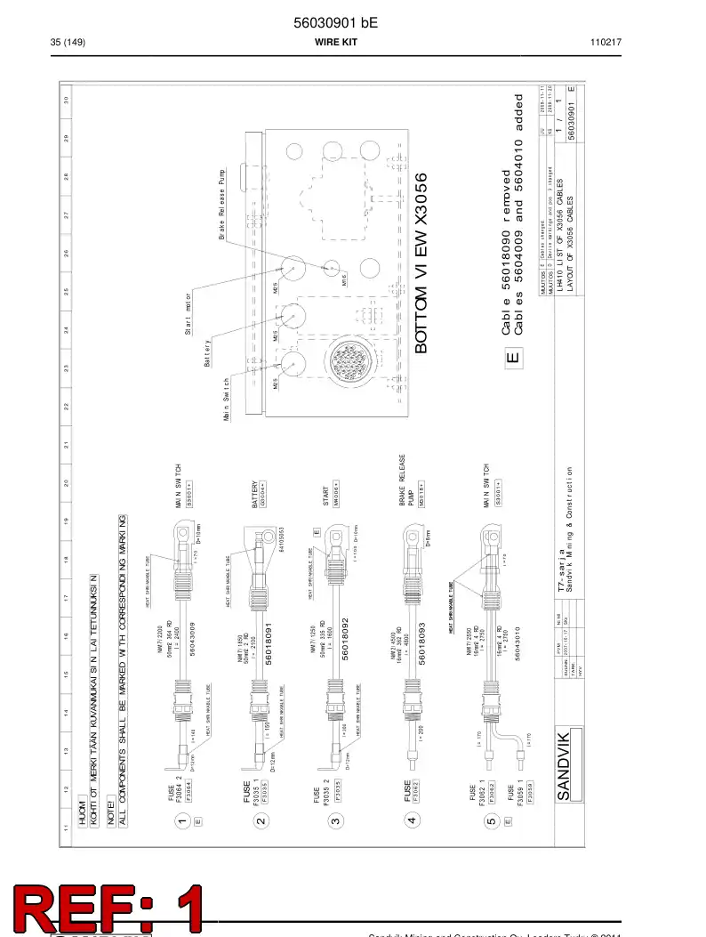 56043009 560 430 09 Wiring harness - Sandvik Technical Drawing
