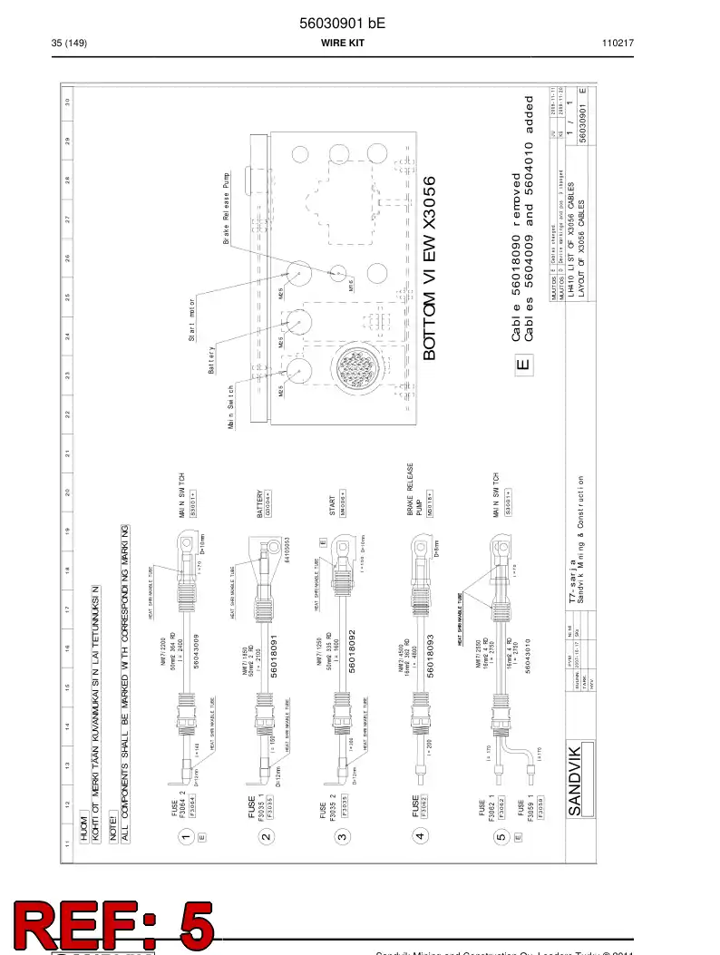 56043010 560 430 10 Wiring harness - Sandvik Technical Drawing