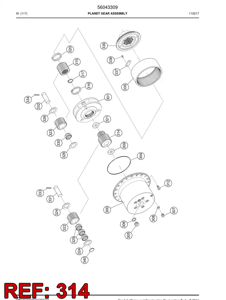 56043214 560 432 14 Gear, Sun - Sandvik Technical Drawing