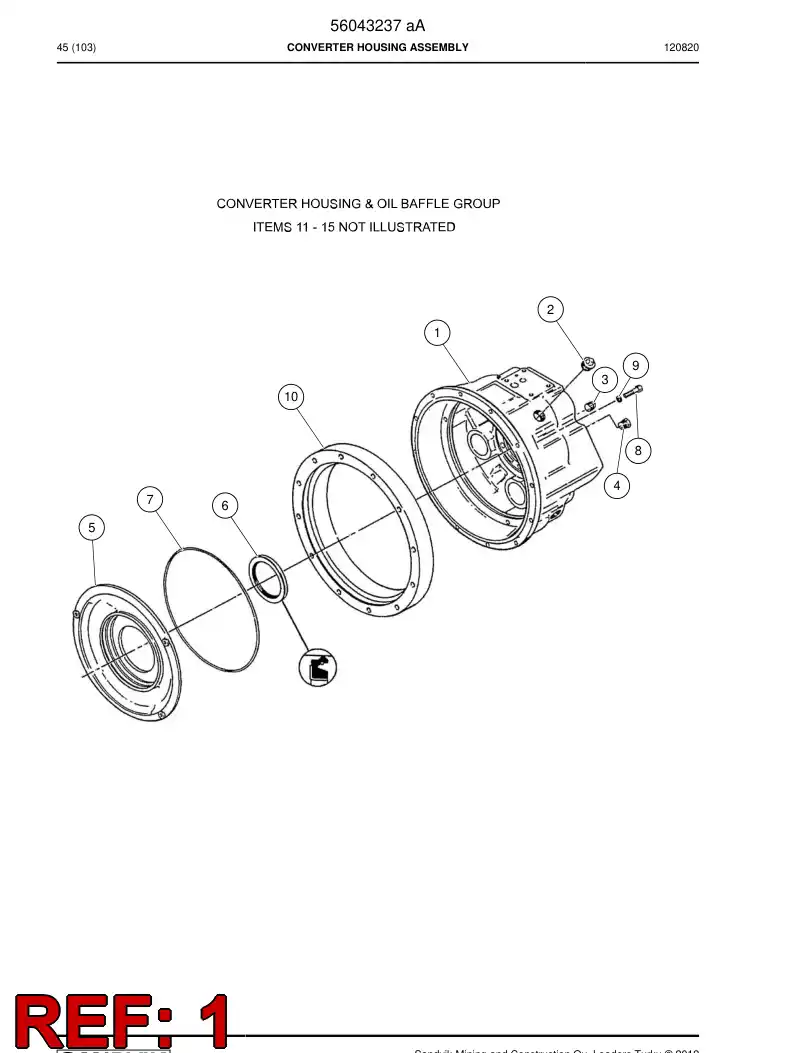 56043238 560 432 38 Converter housing assembly - Sandvik Technical Drawing