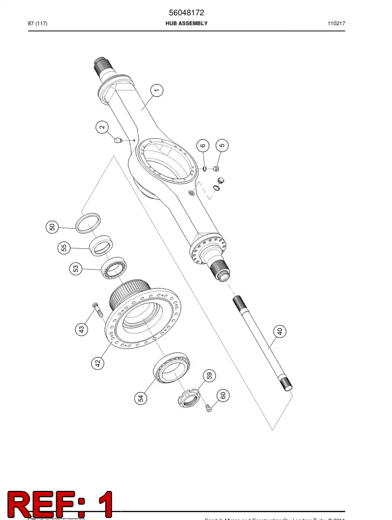 56043245 560 432 45 Housing, Axle - Sandvik Technical Drawing