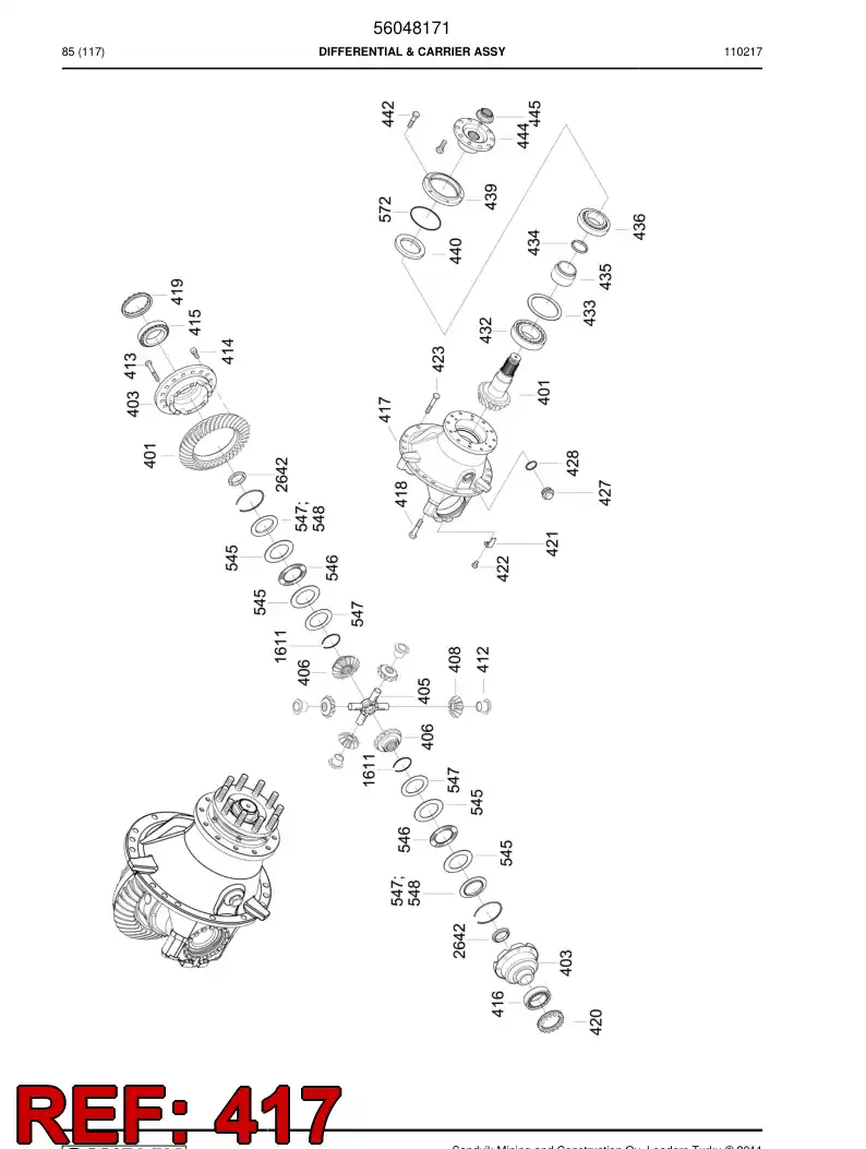 56043262 560 432 62 Housing, Differential - Sandvik Technical Drawing