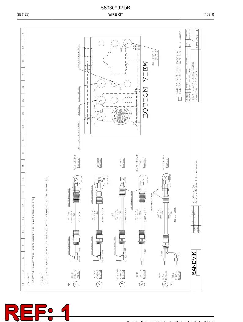 56043287 560 432 87 Wiring harness - Sandvik Technical Drawing