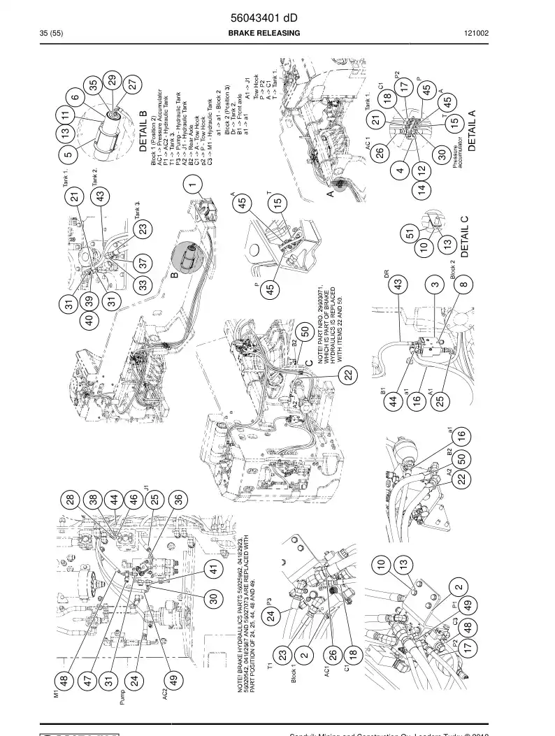 56043401d 560 434 01d BRAKE RELEASING - Sandvik Technical Drawing