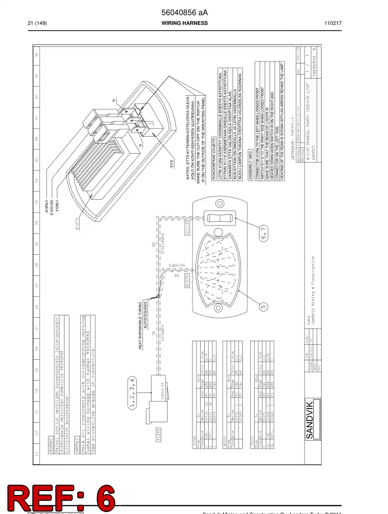 56043466 560 434 66 Connector, Female - Sandvik Technical Drawing