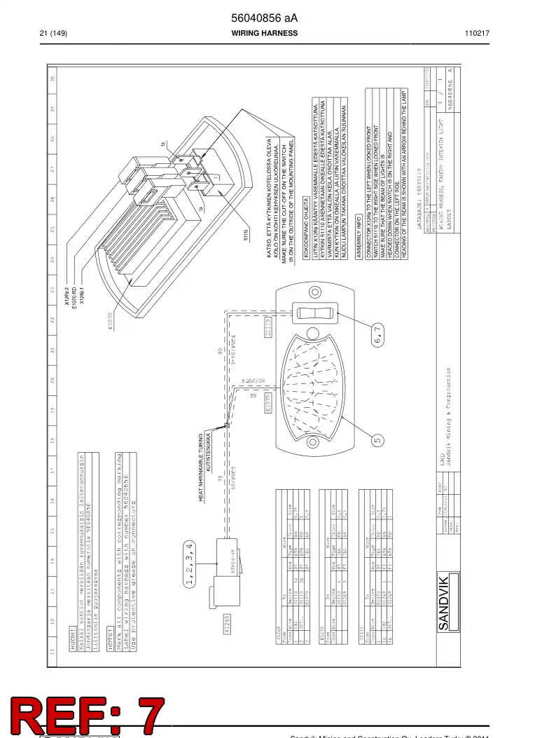 56043467 560 434 67 Connector - Sandvik Technical Drawing