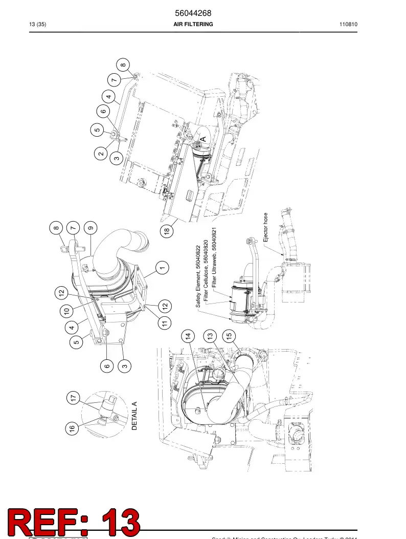 56043957 560 439 57 Suction hose assembly - Sandvik Technical Drawing
