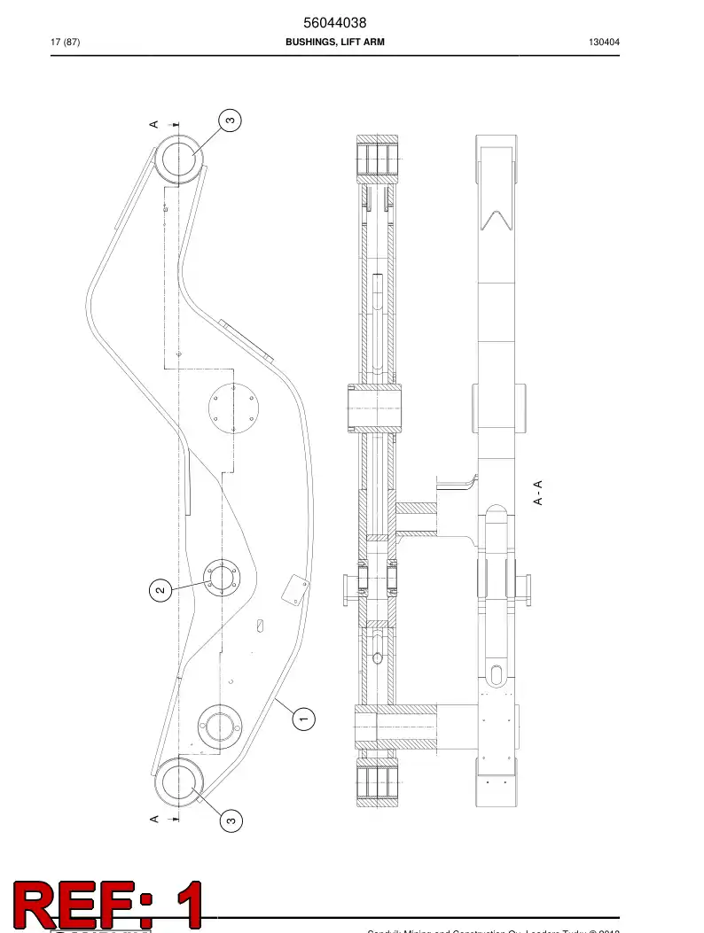 56044001 560 440 01 Lift Arms, Machining - Sandvik Technical Drawing