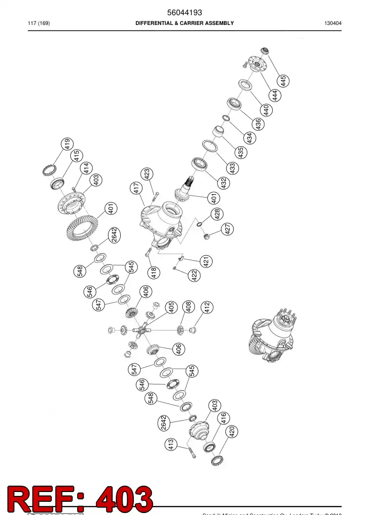 56044167 560 441 67 Differential Case Assembly (No Differential Gears) - Sandvik Technical Drawing