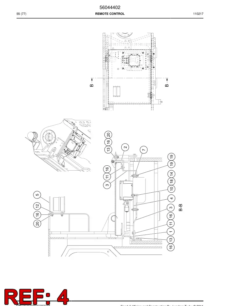 56044403 560 444 03 Plate, Mounting - Sandvik Technical Drawing