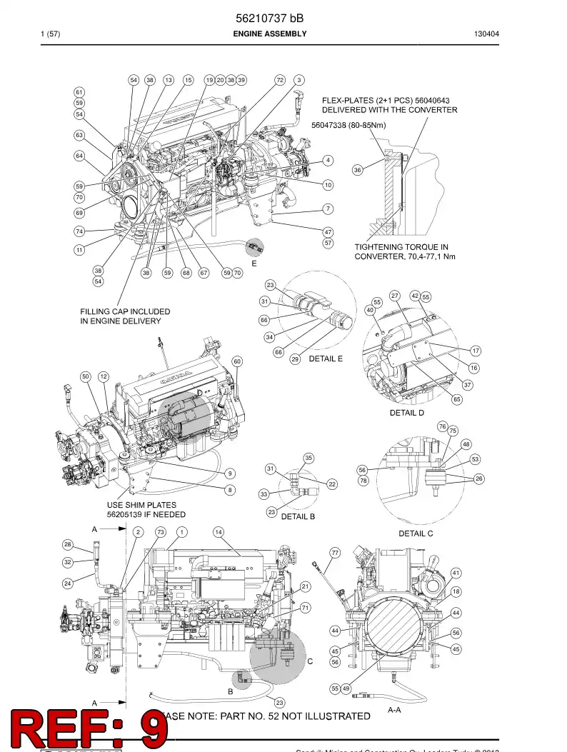 56045079 560 450 79 Support, Engine - Sandvik Technical Drawing