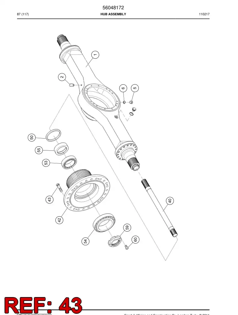 56045958 560 459 58 Wheel bolt - Sandvik Technical Drawing