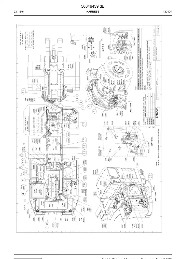 56046439d 560 464 39d Harness - Sandvik Technical Drawing