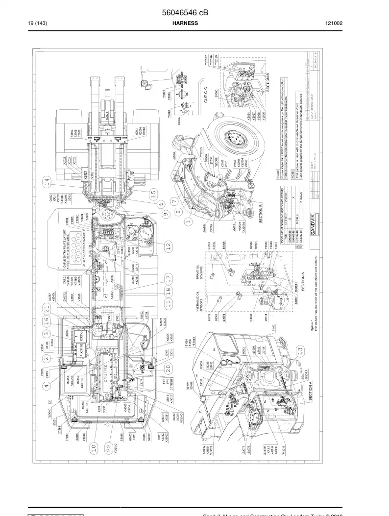 56046546c 560 465 46c HARNESS - Sandvik Technical Drawing