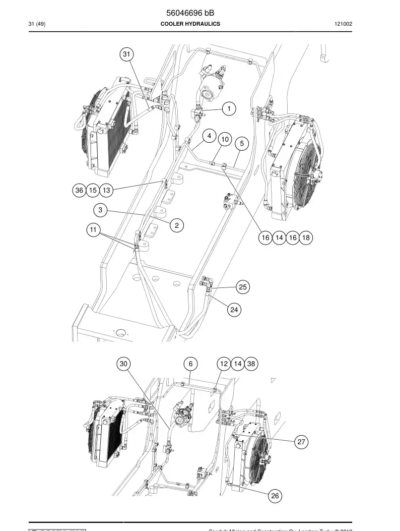 56046696b 560 466 96b COOLER HYDRAULICS - Sandvik Technical Drawing