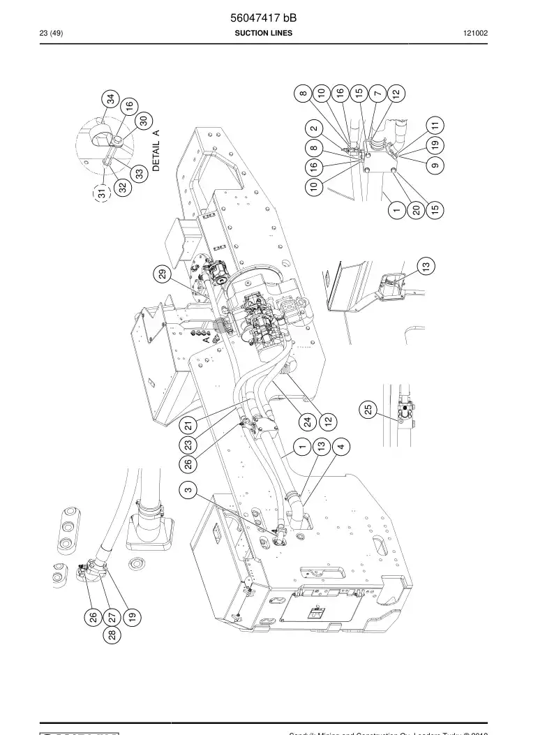 56047417b 560 474 17b SUCTION LINES - Sandvik Technical Drawing