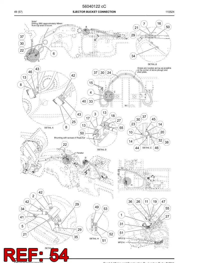 56048315 560 483 15 Hydraulic hose - Sandvik Technical Drawing