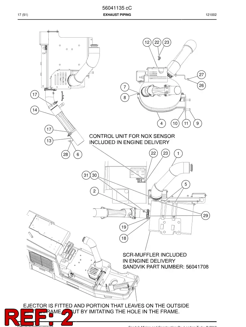 56048367 560 483 67 Exhaust pipe - Sandvik Technical Drawing
