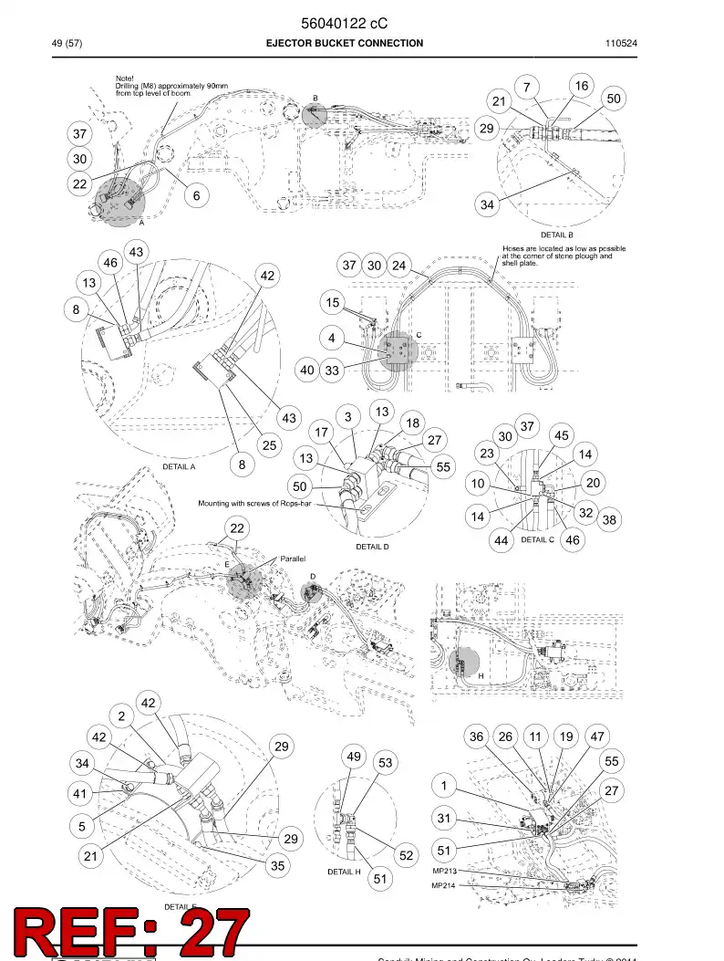 56049315 560 493 15 Hydraulic hose - Sandvik Technical Drawing