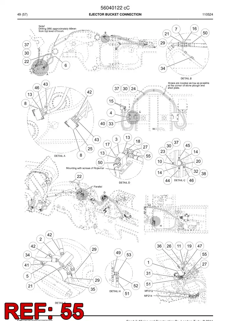 56049316 560 493 16 Hydraulic hose - Sandvik Technical Drawing