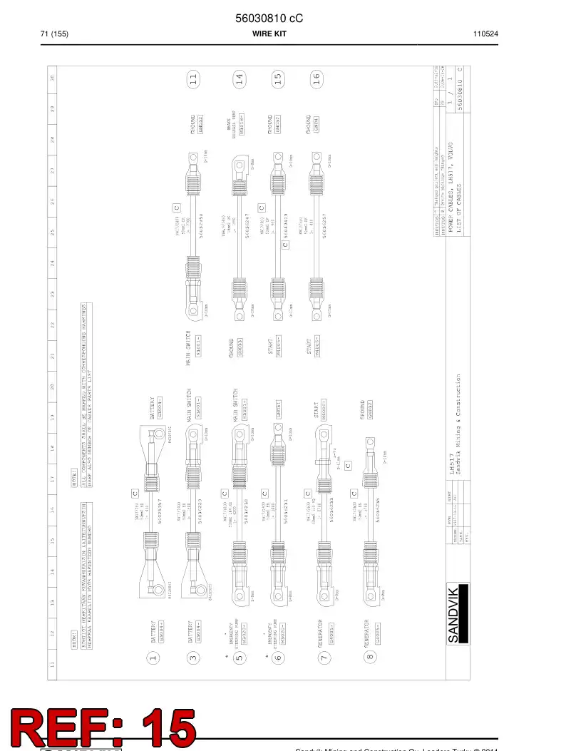56049419 560 494 19 Wiring harness - Sandvik Technical Drawing