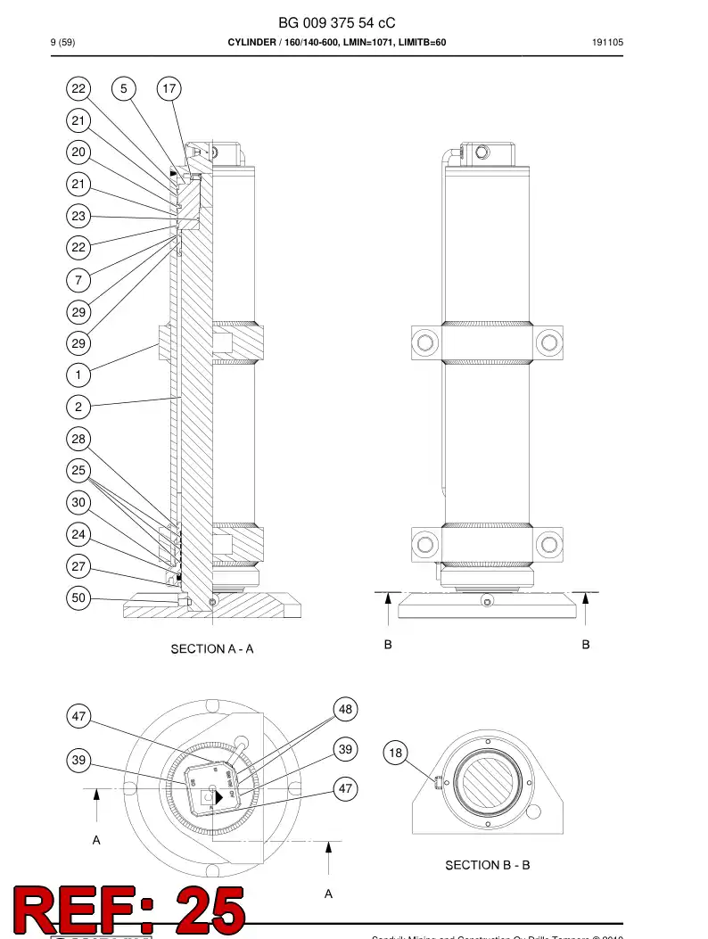 56049855 560 498 55 Ring, Guide - Sandvik Technical Drawing