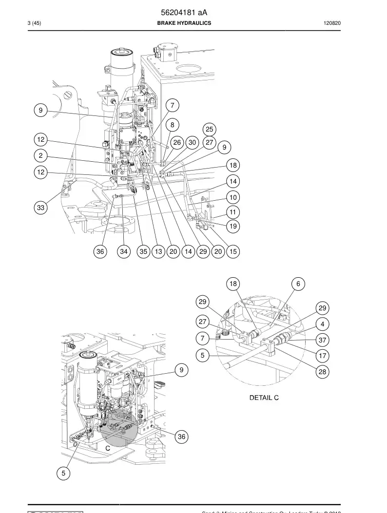 56204181a 562 041 81a BRAKE HYDRAULICS - Sandvik Technical Drawing