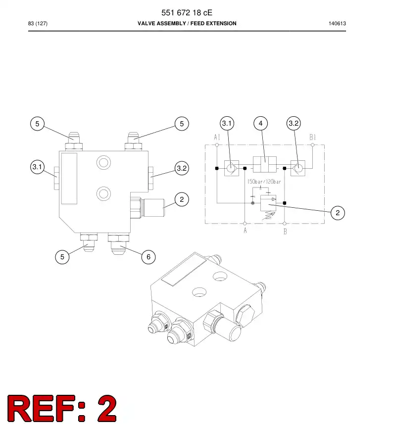 56204453 562 044 53 Valve, Pressure Relief - Sandvik Technical Drawing