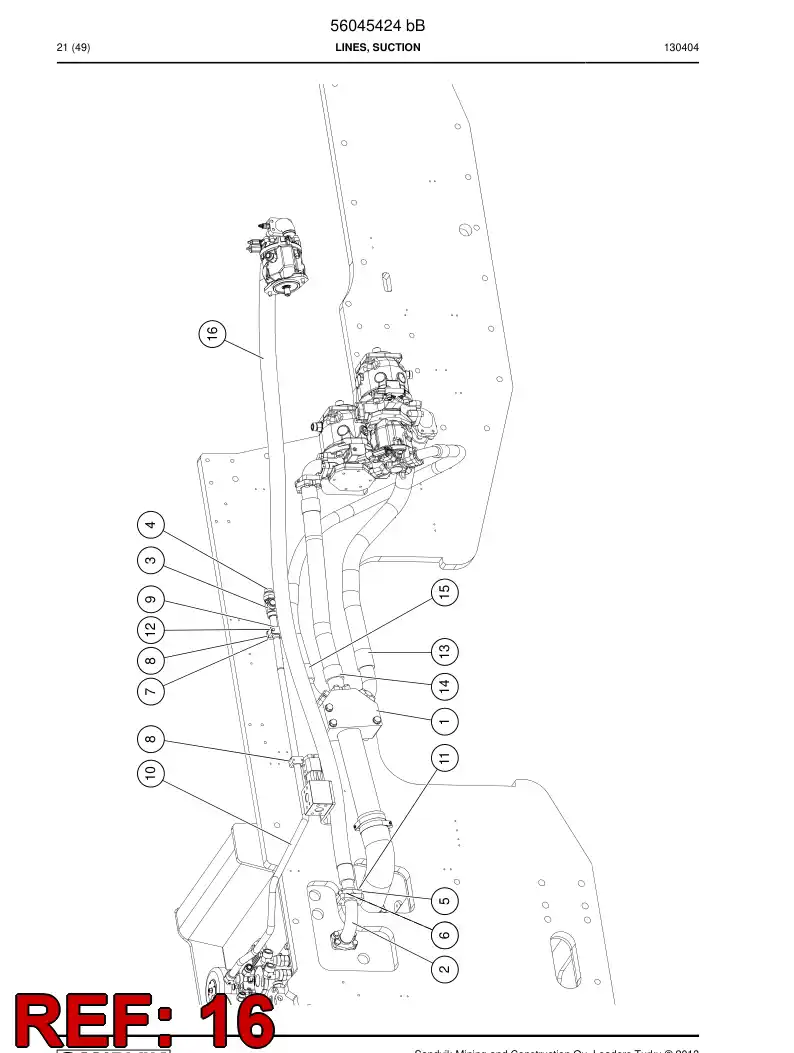 56204547 562 045 47 Hose, Hydraulic - Sandvik Technical Drawing