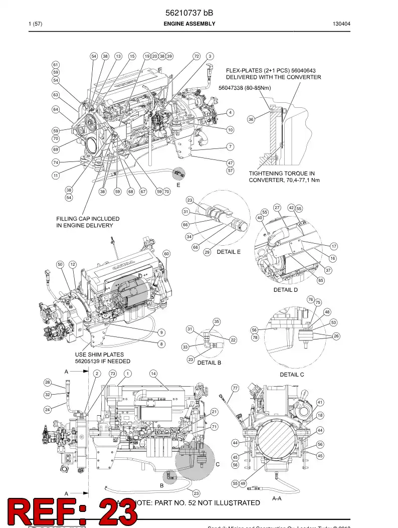 56204904 562 049 04 Hose, Hydraulic - Sandvik Technical Drawing