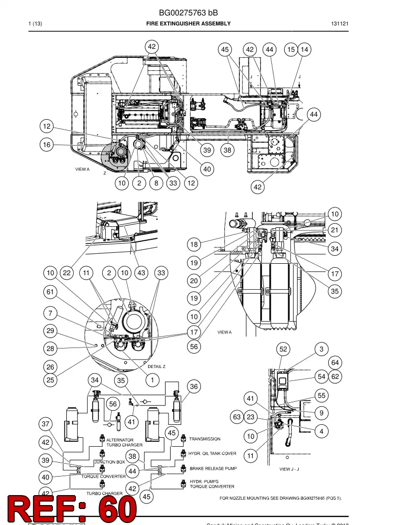 56205925 562 059 25 Fire Extinguishing System - Sandvik Technical Drawing
