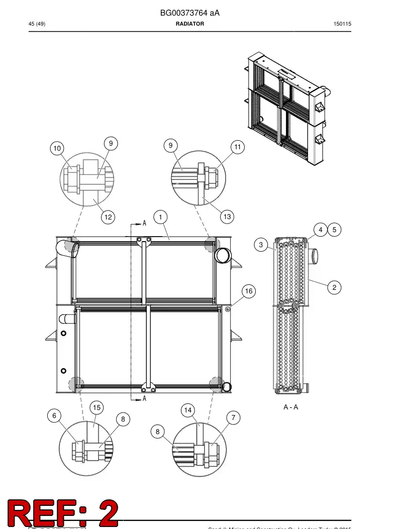 56208847 562 088 47 Beam, Support - Sandvik Technical Drawing