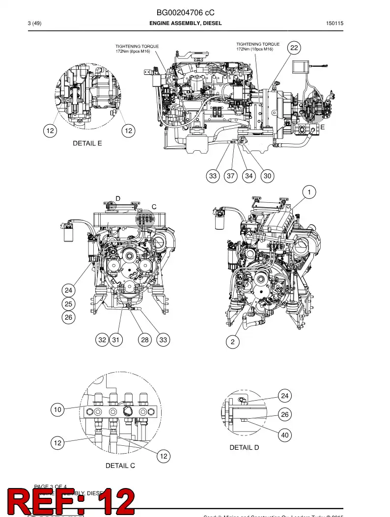 56209500 562 095 00 Hose, Hydraulic - Sandvik Technical Drawing