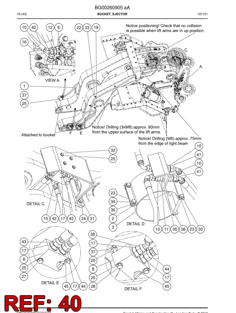 56209852 562 098 52 Hose, Hydraulic - Sandvik Technical Drawing