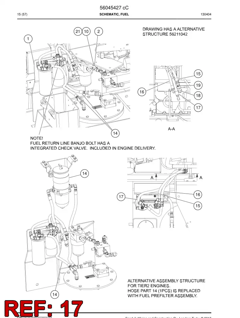 56210953 562 109 53 Hose, Hydraulic - Sandvik Technical Drawing