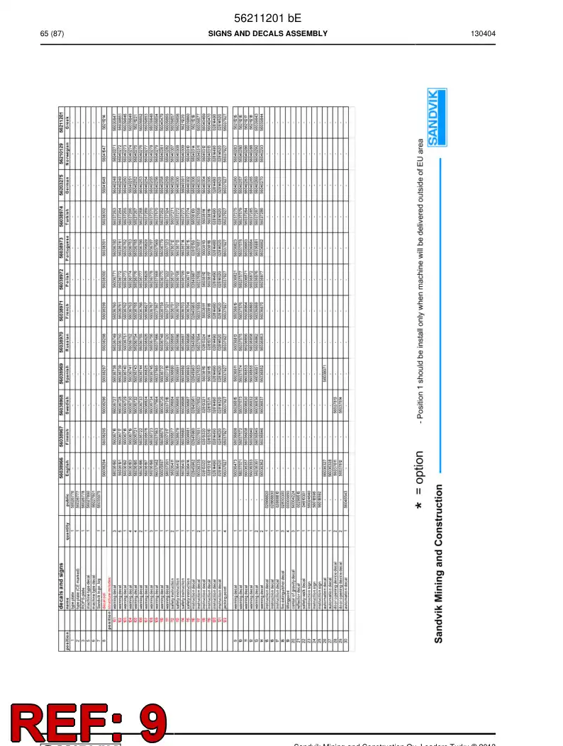 56211215 562 112 15 Decal - Sandvik Technical Drawing