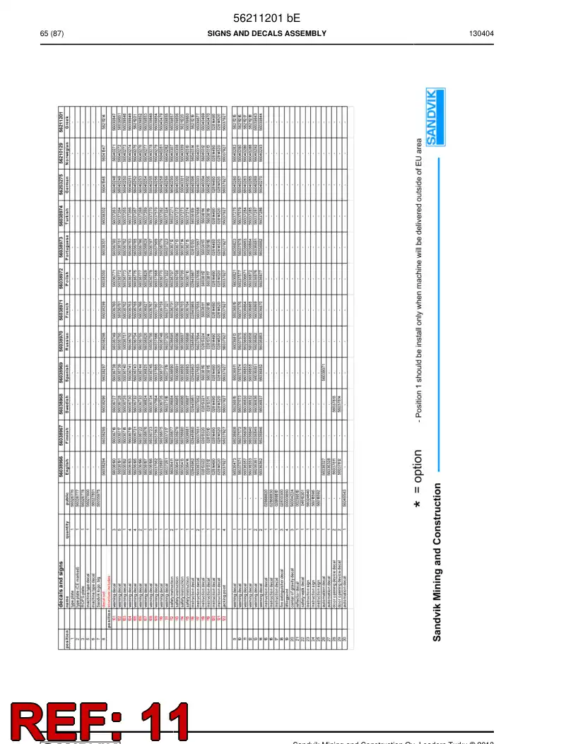 56211217 562 112 17 Decal - Sandvik Technical Drawing