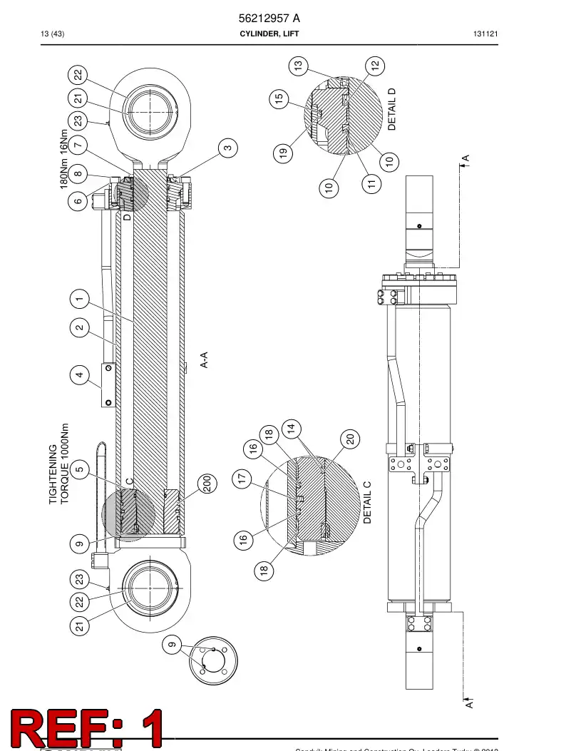 56212955 562 129 55 Rod, PISTON - Sandvik Technical Drawing