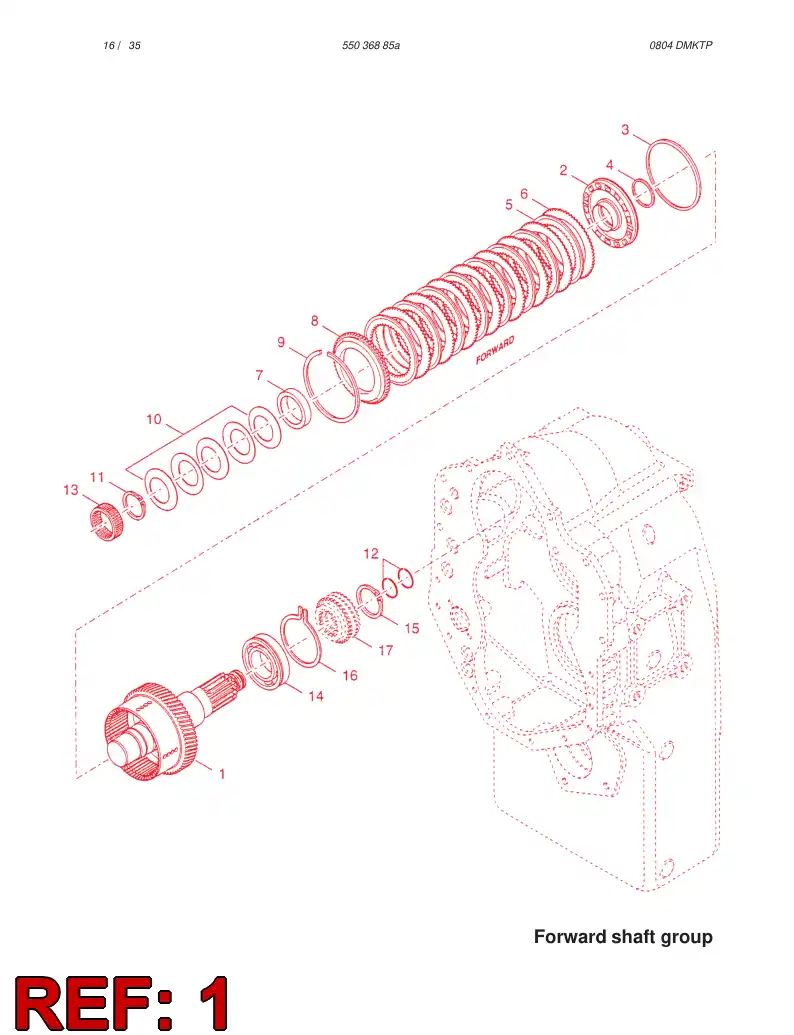 57213845 572 138 45 FORWARD SHAFT ASSEMBLY - Sandvik Technical Drawing