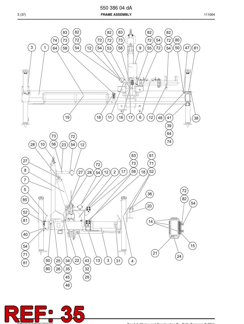 58528738a 585 287 38a Bearing bushing - Sandvik Technical Drawing