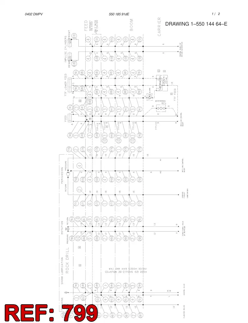 59008899 590 088 99 HYDR.HOSE ASSEMBLY - Sandvik Technical Drawing