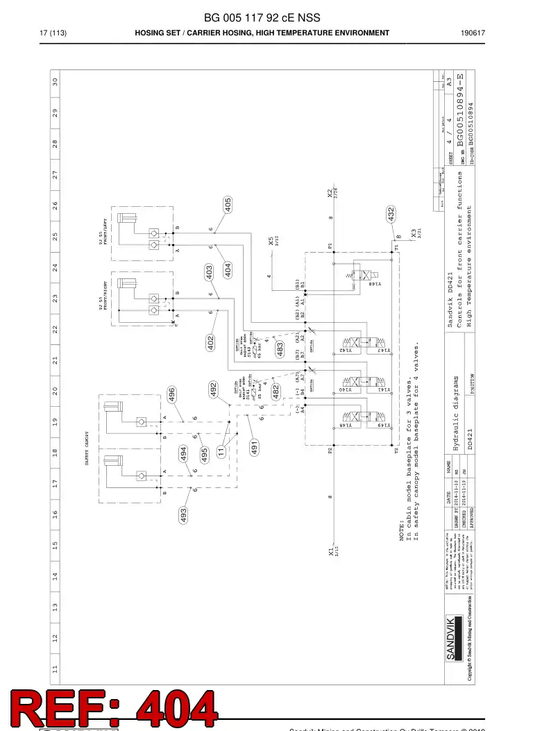 59039361a 590 393 61a Hose Assembly, Hydraulic - Sandvik Technical Drawing